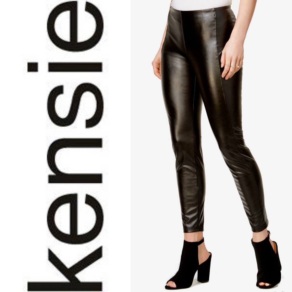 Black Faux Leather Pants, Sz Large, from Kensie